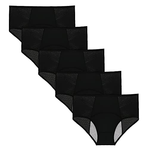 Femme Culottes de Période Menstruelle Filles Menstruation Slips Règles sous-vêtements Taille Moyenne Anti-fuites Flux abondant Protection supplémentaire - Lot de 5 Cover