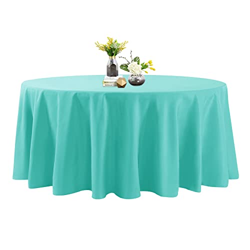 132 Inch Stain and Wrinkle Resistant Washable Polyester Table Cloth, Decorative Table Cloth for Dining Table, Buffet Parties and Wedding, Turquoise