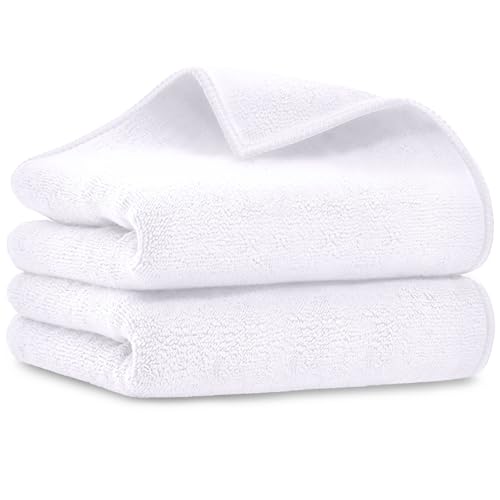 Image of UNIMADE Salon Towels 2 Pack, Super Soft Microfiber Hand Towel, Highly Absorbent Hair-Drying Cloth for Gym, Bath, Spa Use and Home Beauty Care - White (16x29 inch)