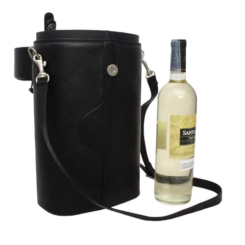Piel Leather Double Deluxe Wine Carrier, Saddle, One Size - Thumbnail 6
