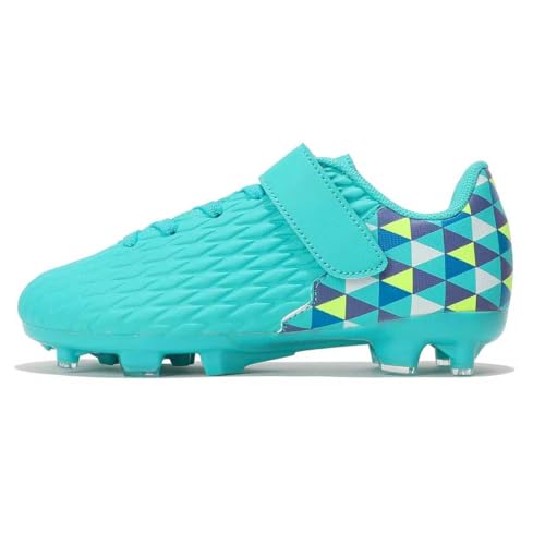 Joybut Soccer Cleats for Kids & Youth | Lightweight Football Shoes for Firm Ground | Durable Girls & Boys Soccer Cleats with Non-Slip Sole | Comfortable Soccer Boots | Unisex Size 11-6 Turquoise