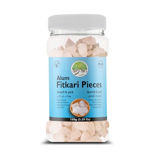 Aryan Fitkari Pièces d'alun sulfate de potassium 100 % naturel et pur, sans produits chimiques ou couleurs ajoutés - 150 g