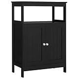 Iwell Bathroom Floor Cabinet, Bathroom Storage Cabinet with Double Door & Adjustable Shelf, Storage Cabinet for Bathroom, Living Room, Black