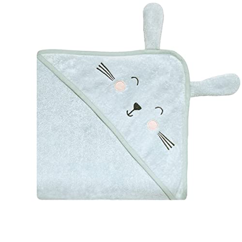 Image of Masilo 100% Cotton Hooded Towel /Ideal for Babies 0-18months / Luxurious and Super Absorbent Baby Towel /Infant to Toddler Wrap Towel with Hood /Soft, Lightweight and Breathable /Bunny /Green