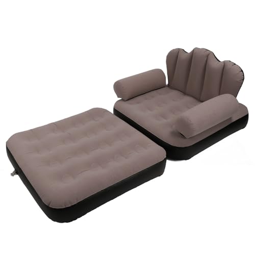 TYCIONG Sofá hinchable de doble uso, multifuncional, plegable, sofá cama inflable y silla inflable para interiores y exteriores (café)