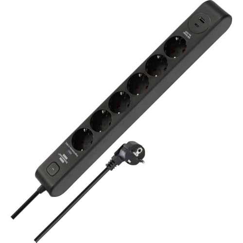 Brennenstuhl 1150790602 Bloc multiprise Noir, Anthracite, Contact de Protection, 1 pièce.