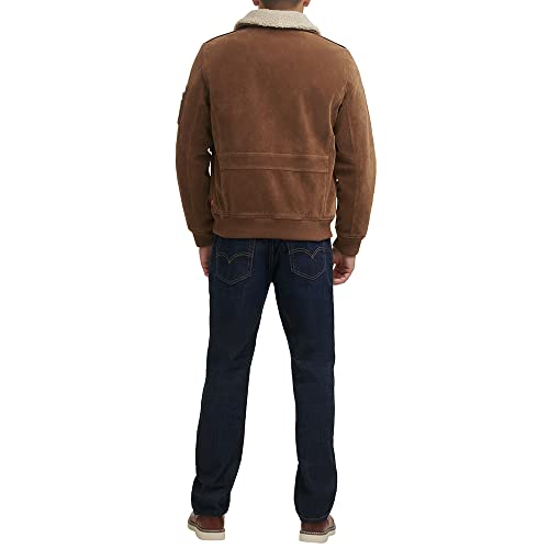 Levi's Men's Aviator Bomber Jacket, Cognac Faux Suede/Sherpa Collar, L #TOP2
