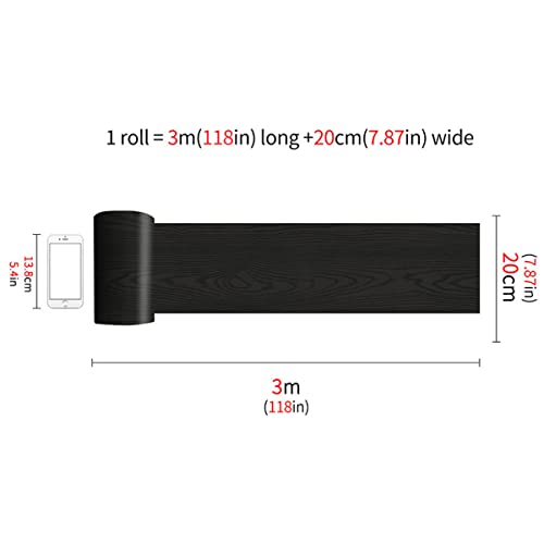 Homeemoh 7.87X118.11 Inches Wood Grain Self-Adhesive Floor Tiles, Peel And Stick Floor Vinyl Tiles For Bedroom Kitchen,Black #TOP4