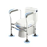 Adjustable Toilet Safety Rails for Seniors, HSSZXFR No-Punch Toilet Frame with Non-Slip Handles and Multi-Angle Adjustable Clamps, Toilet Stand Up Assist Support Frame for Elderly and Disabled
