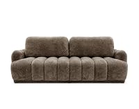 Bestmobilier - Silvia - Canapé Droit 3 Places Convertible avec Coffre - en Tissu Bouclette, Marron