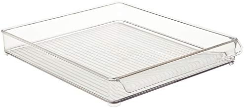 iDesign Plastic Refrigerator and Freezer Storage Organizer Tray with Handle for Kitchen, Pantry, Shelf, Counter, BPA-Free, 14.5" x 12" x 2", Clear