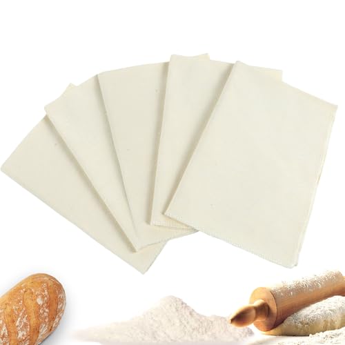 5PCS Cotton Tea Towels for Baking Sourdough, 18.8x14 Inch Reusable Bread Proofing Cloth, Flour Sack