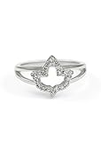 The Collegiate Standard Sterling Silver Ivy Leaf Charm Ring with Simulated Diamonds - 07