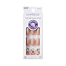 Kiss Impress No Glue Mani Press On Nails, Design,#39;As It Was, Beige, Medium Size, Almond Shape, Includes 30 Nails, Prep Pad, Instructions Sheet, 1 Manicure Stick, 1 Mini File