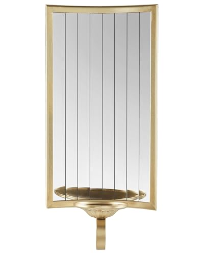 Wand Kerzenhalter für eine Kerze mit Spiegel minimalistische Deko Gold Sobreda