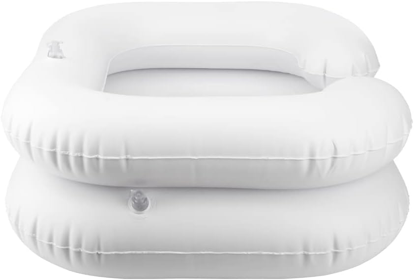 Inflatable Shampoo Basin, Portable Inflatable Hair Washing Basin, Shampoo Bowl with Neck Support and Drain Hose for The Elderly, Disabled, Pregnant Women, Injured People(COLOR:white)