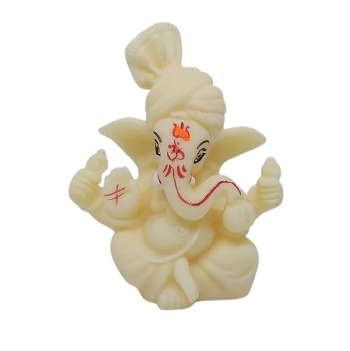 Ganesh Murti statuette décorative en céramique blanche Figurine D-5 de 7,6 cm