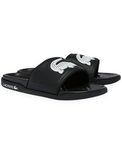 Lacoste Men's Serve Slide Dual Sandal, Black/White, 10