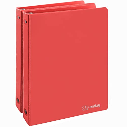 ½ Inch 3 Ring Binder .5 Inch Red Clear View Cover With 2 Inside Pockets, Colored School Supplies Office And Home Binders, 2 Pack – By Enday #TOP26
