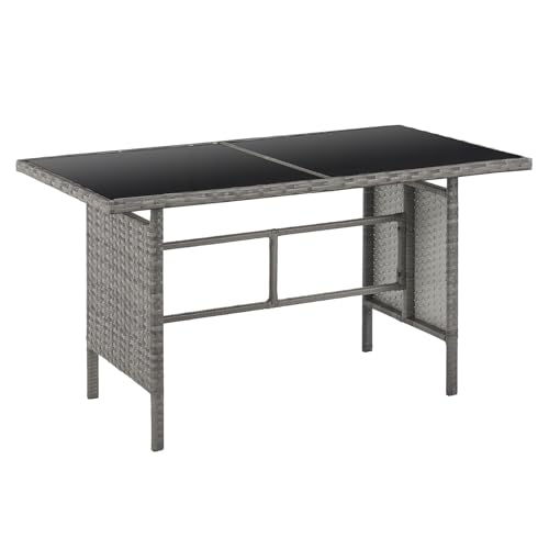 SVITA Madison Rattan-Lounge Polyrattan Ecksofa Gartenmöbel-Set Sofa Garnitur Couch-Eck Grau