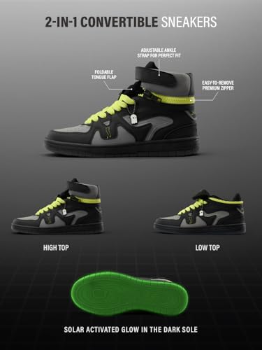 Image of The Souled Store UBZ Convertible: Shuttle 2-in-1 High Top Low Top Sneaker Textured PU and Padded Mesh Breathable Flexible Sole Streetwear Casual Sneakers for Men UK 6-11