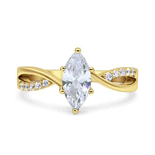 OMRANII Marquise Art Deco Infinity Wedding Engagement Ring Round Simulated Cubic Zirconia 925 Sterling Silver