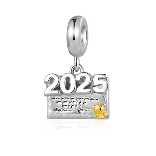FGT Diploma de graduación doble colgante compatible con pulseras Pandora Charms Moments, talla única, Cobre, No es una piedra preciosa
