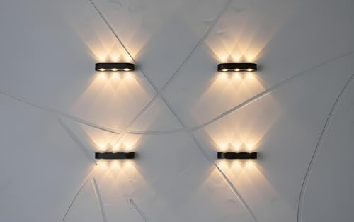Image of FILLISKA LED Indoor /Outdoor Wall Light, IP-65 Rainproof & Shockproof Body. (Slim MattBlack 3up + 3down)