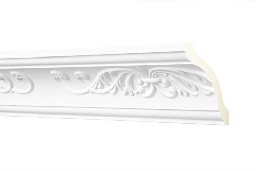Moldura de escayola de 2 metros 80x80mm - con diseño PU, blanco, resistente a los impactos - AA324 Hexim Perfect - moldura de esquina moldura de escayola decorativa