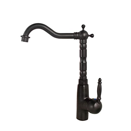 Badarmatur mässing retro tvättställsarmatur ettgreppsblandare blandare blandare ett hål vridbar med anslutningsslangar för badrum kök bar – svart-29 cm