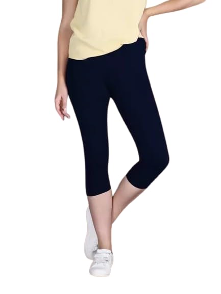 Buddhoo Cotton Capri, Combo Leggings for Girls & Women's | Slim Fit Women Capri Leggings | Breathable Fabric Activewear for Workout & Running | Pack of 1 (Nevy Blue - XL)-image-32