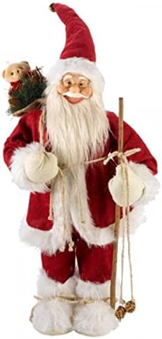 Marco Paul Christmas RED Jumbo 60cm Deluxe In-Lit Standing Santa Claus Figure LED Festive Santa Ornament Xmas Decoration Father Christmas Plush Statue Figurine Light Up Decorative Santa Indoor Use