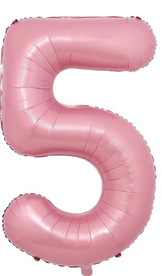 Zahlen Luftballon 5. Geburtstag, 40 Zoll Schleife Folienballon Zahl 5, Zahlenballon 5 Helium Ballon Rosa,Luftballon 5 Geburtstag Deko für 5 Jahre Mädchen Geburtstagsdeko,Babyparty,Jubiläum Party Deko