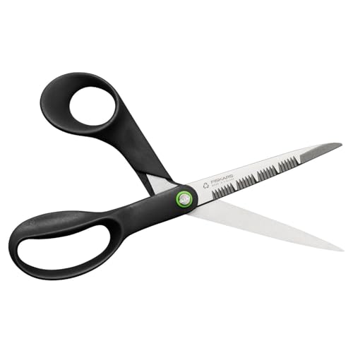 Fiskars ReNew chef's shears, length: 21 cm, recycled stainless steel/recycled plastic, functional shape, black, 1074545