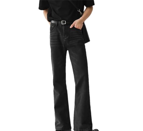 Men's Casual Multi-Pocket Flared Jeans, Slim Mid-Waist Zipper Retro Straight Pants - Main Image