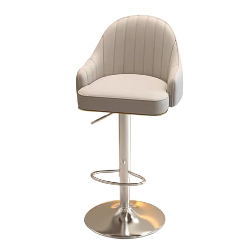 Tabouret de cuisine haut de gamme LiChA avec assise cuir et dossier