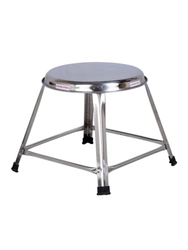 Image of 12-Inch Stainless Steel Round Stool - Home, Doctor, Medical, Salon, Warehouse, Garage, Multipurpose (Pack of 1)
