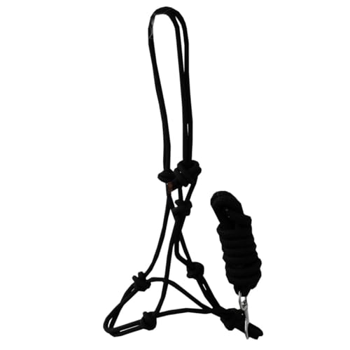 Knotenhalfter mit Führstrick schwarz Bodenarbeit Knotenhalfter mit Seil 035/108