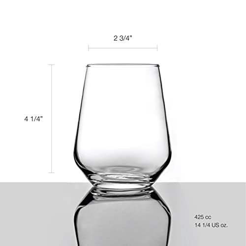 Pasabahce Premium Wine Glasses Set Of 6-14.4 Oz Stemless Wine Glass - Exclusive Wine Tumbler Set For Red Or White Wine Glasses - Modern Design Drinking Glasses Set #TOP2