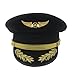 GK-O Pilot Cap Airline Captain Hat Uniform Hat Party Cap Military Hats Cosplay Costume (Medium (59cm))