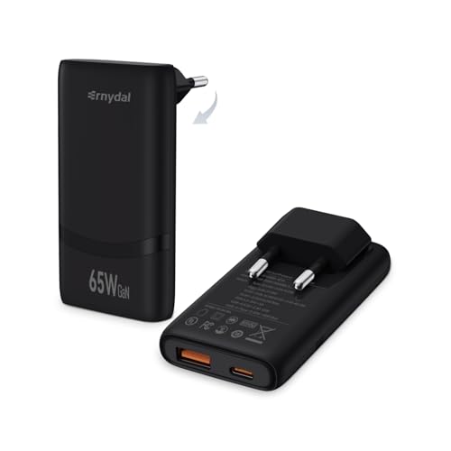 ERNYDAL 65W USB C Slim Ladegerät GaN II PD Schnellladegerät 2-Port PPS Netzteil