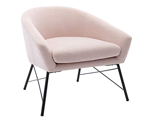 Chairus Modern Accent Chair Fabric Upholstered Lounge Arm Chair, Comfy Reading Chair Single Sofa Black Metal Legs For Living Room/Bedroom/Club, Cute Pink #TOP5