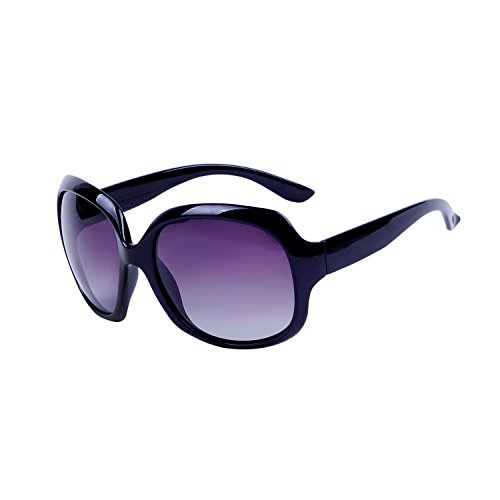 Lunettes de Soleil Femme Polarisées avec Étui QIXU Oversized Ronde Retro Vintage Fashion Verres UV400 Protection Cover