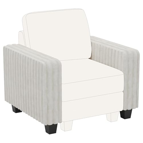 Belffin Plush Corduroy Modular Sectional Sofa Armrest Part Module for Sectional Sleeper Sofa with Pull Out Bed (Set of 2) Beige Couch Beige Armrest