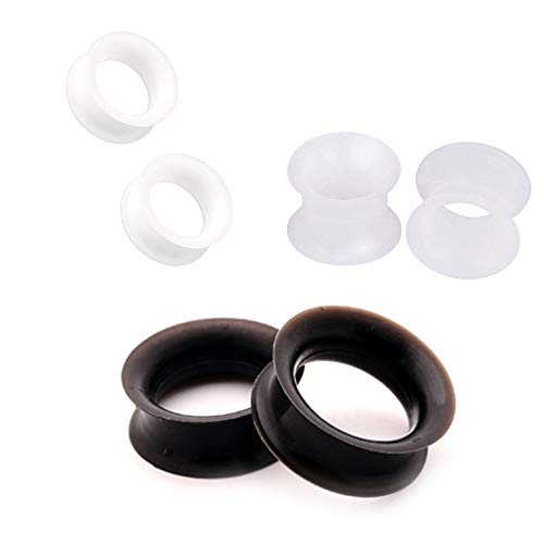 Bodyjewelryonline Silicone Ear Tunnels Uv Glow Super Thin 6-Pack - 3 Pairs - 5 (06Mm - 2G) #TOP25