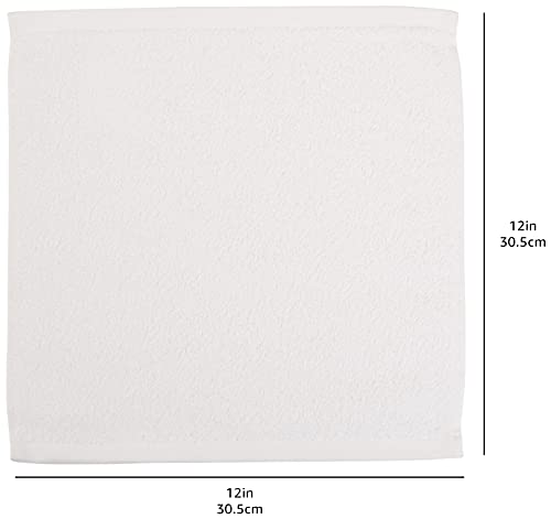 Amazon Basics Fast Drying, Extra Absorbent, Terry Cotton Washcloths - Pack Of 60, White, 12 X 12-Inch #TOP4