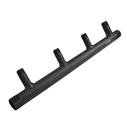 Midline Valve TI4-1431-7 Steel Manifold, 1-1/4'' Base 4 Ports of 1-1/4'' 7'' Spacing, Black