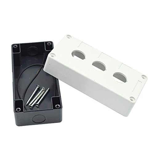 Image of Push Button Switch Control Station Box 22mm 3 Button Hole Waterproof White and Black (PACK OF 1)