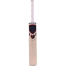 KLR Plus Kashmir Willow Cricket Bat, Handcrafted Grade R Willow with Web Tape Front Sticker Back Kashmir Willow Handle, Red and Black, Large
