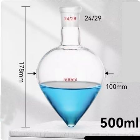 Thick Walled Pear Shaped Flask - Standard Ground Display Flask for Laboratory Use(Transparent Colour 500ml 24-29)